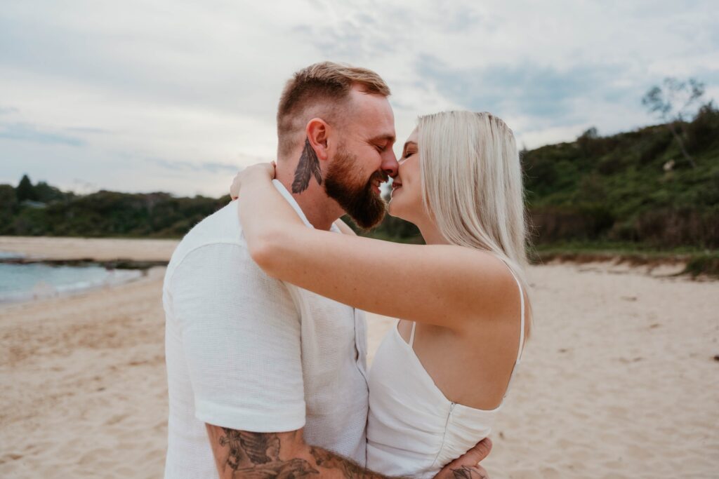 beach engagement photography Lake Macquarie